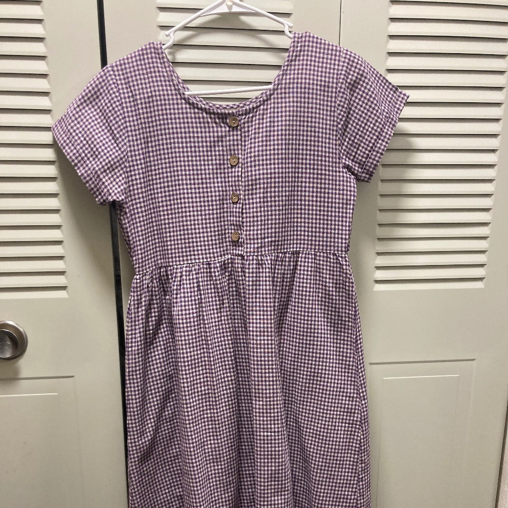 Little Cottonwood Purple Gingham Dress Size XS